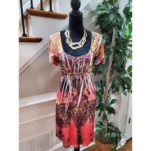 DNLA Sport Women's Polyester Scoop Neck Short Sleeve Knee Length Dress Size L